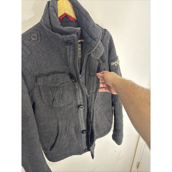 Abercrombie & Fitch Heather Gray Wool Blend Army Field Jacket Men’s S - Picture 6 of 11